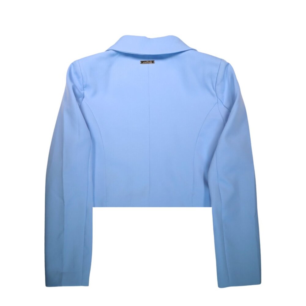 NWT Blue Crop Blazer Matching Set Old Money Office Business Casual Chic - Picture 2 of 5